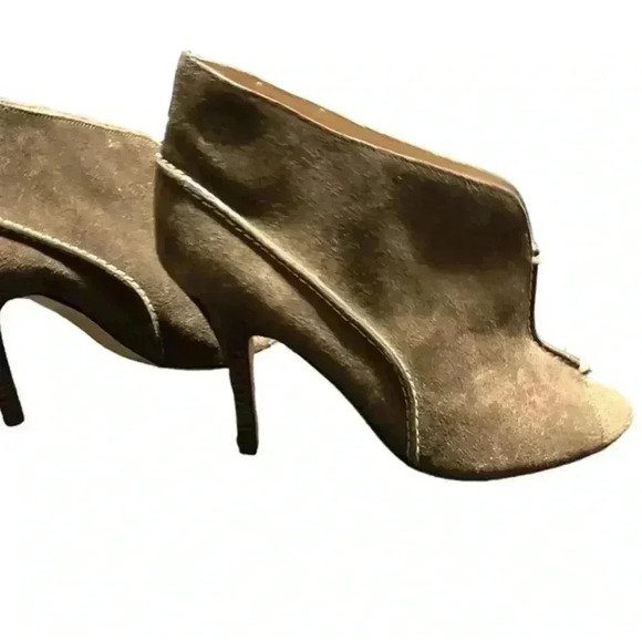 Coach Open Toe Dark Olive Green Suede Ankle Boot /High Heel - Picture 4 of 16